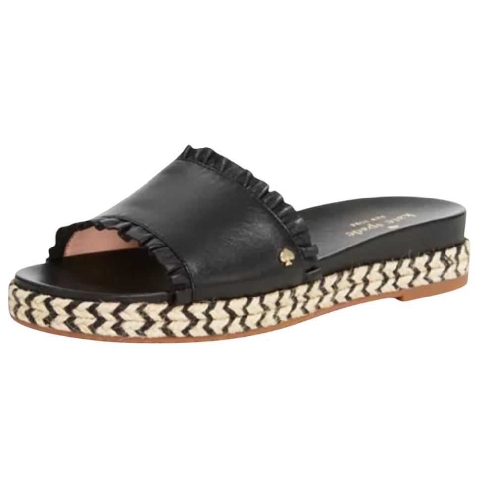 Kate Spade Zahara Black Leather Slide Sandals Size 8